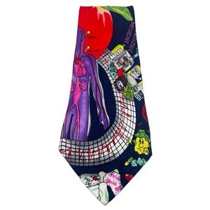 Nicole Miller Vintage 1992 Preventative Medicine Silk Tie 56"x 4" Doctor Novelty